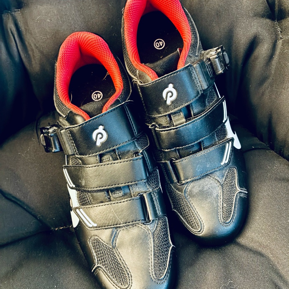 Peloton Black and Red Cycling Shoes